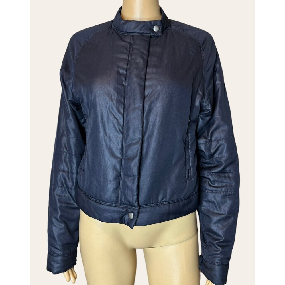 J.Crew Womens Puffer Jackets Small S Black Long Sleeve Full Zip Mid Length